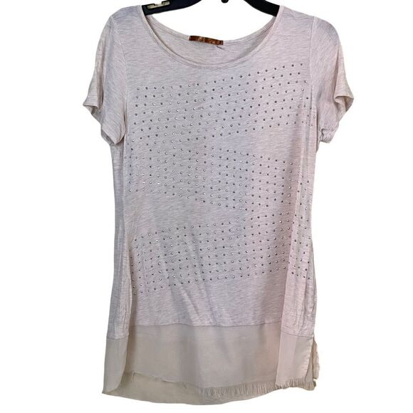 Belldini Studded Sheer Distressed Bottom Top Size Small - Picture 1 of 8